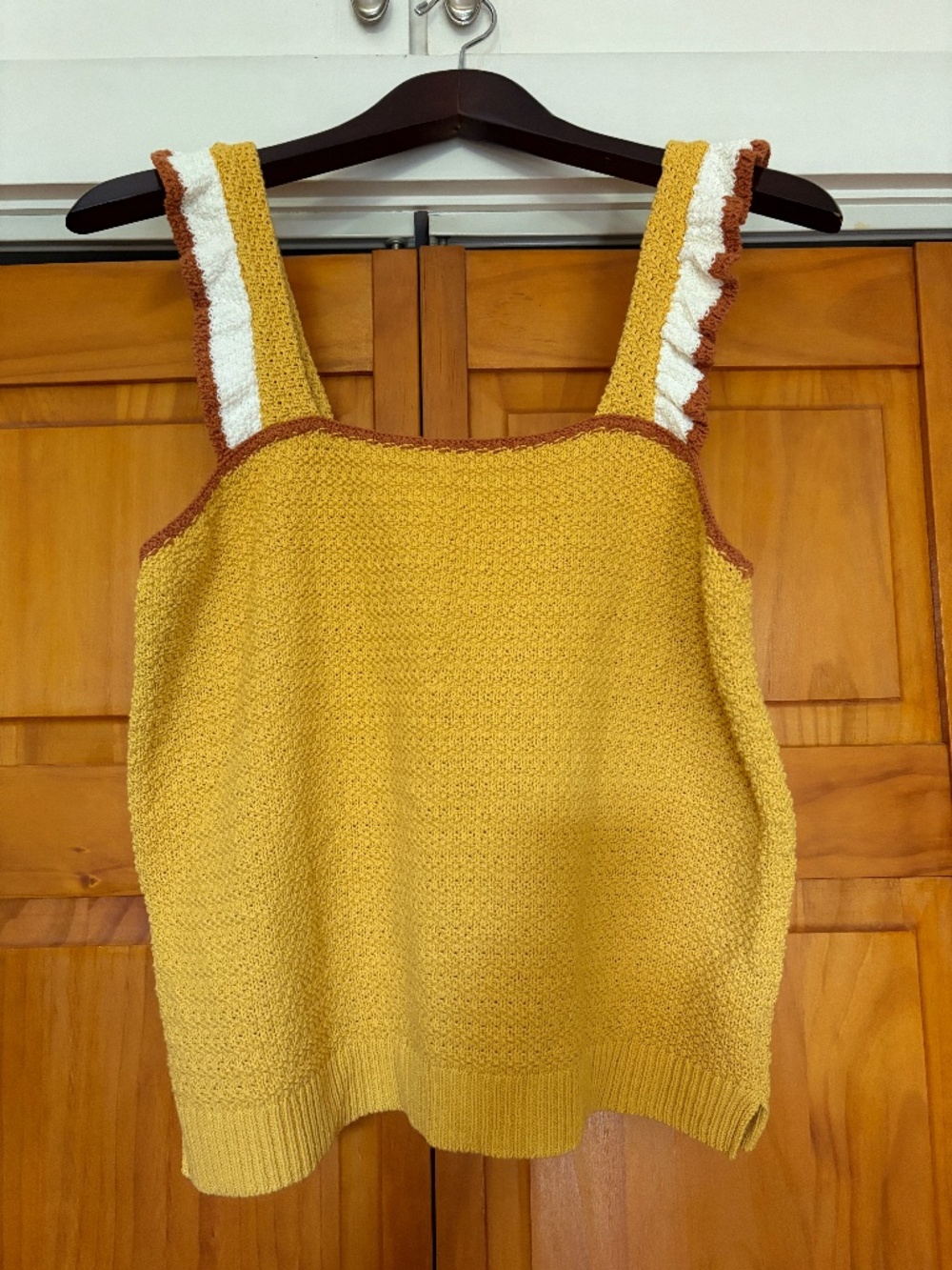 NWT Madewell 100% Cotton Crocheted Ruffle-Strap Sweater Tank Size Large, Yellow